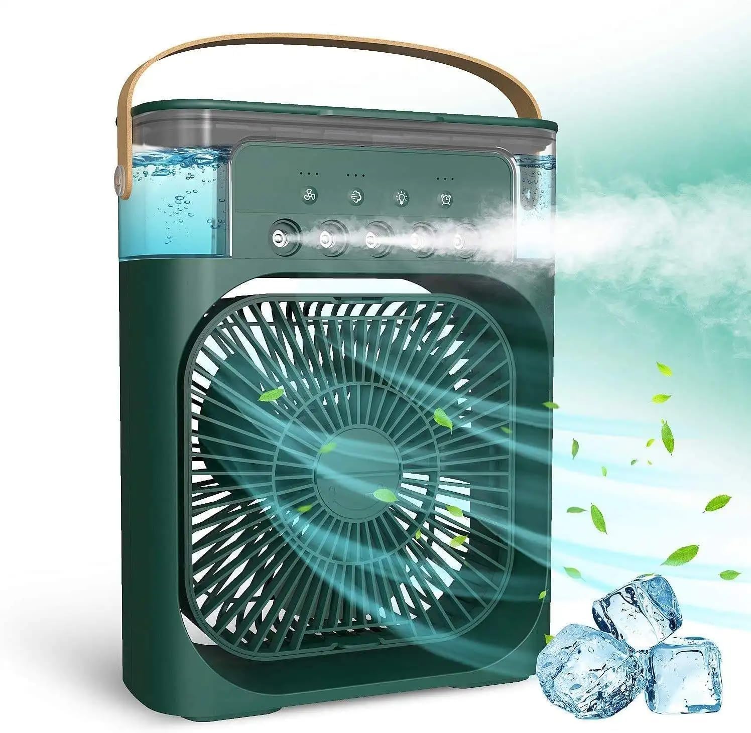 Portable Air Cooler Fan Personal, Mini Evaporative Air Conditioner with Water Spray, 7 LED Mood Light, Timer, 3 Wind Speeds for Office Bedroom